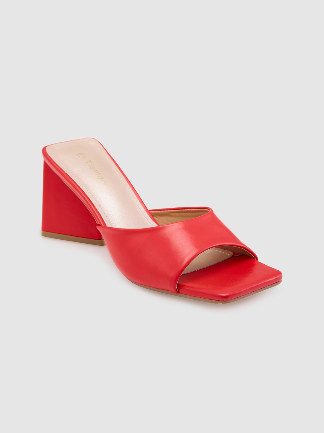 

Sole To Soul Open Toe Block Heels, Red