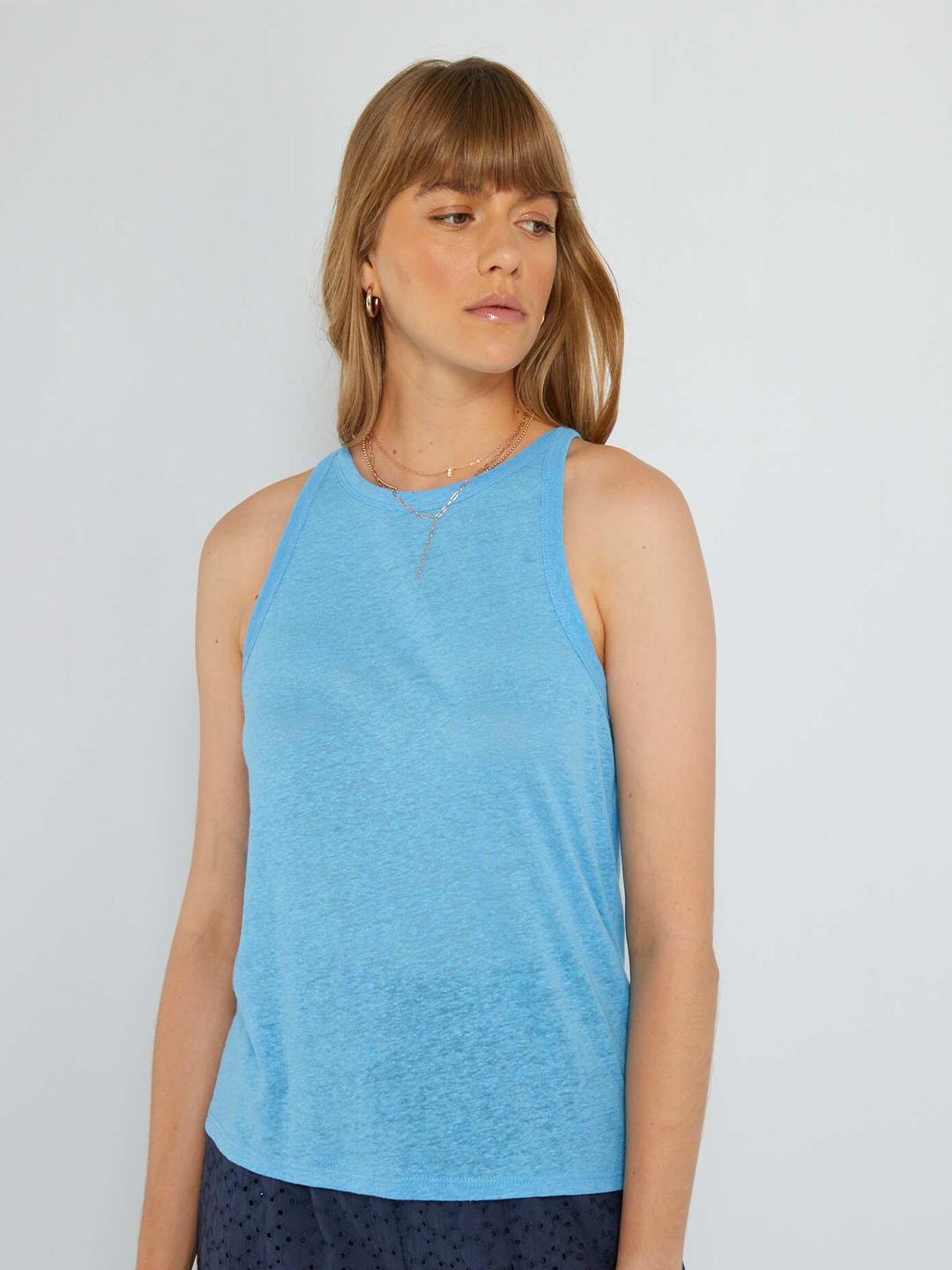 

KIABI Round Neck Cotton T-shirt, Blue