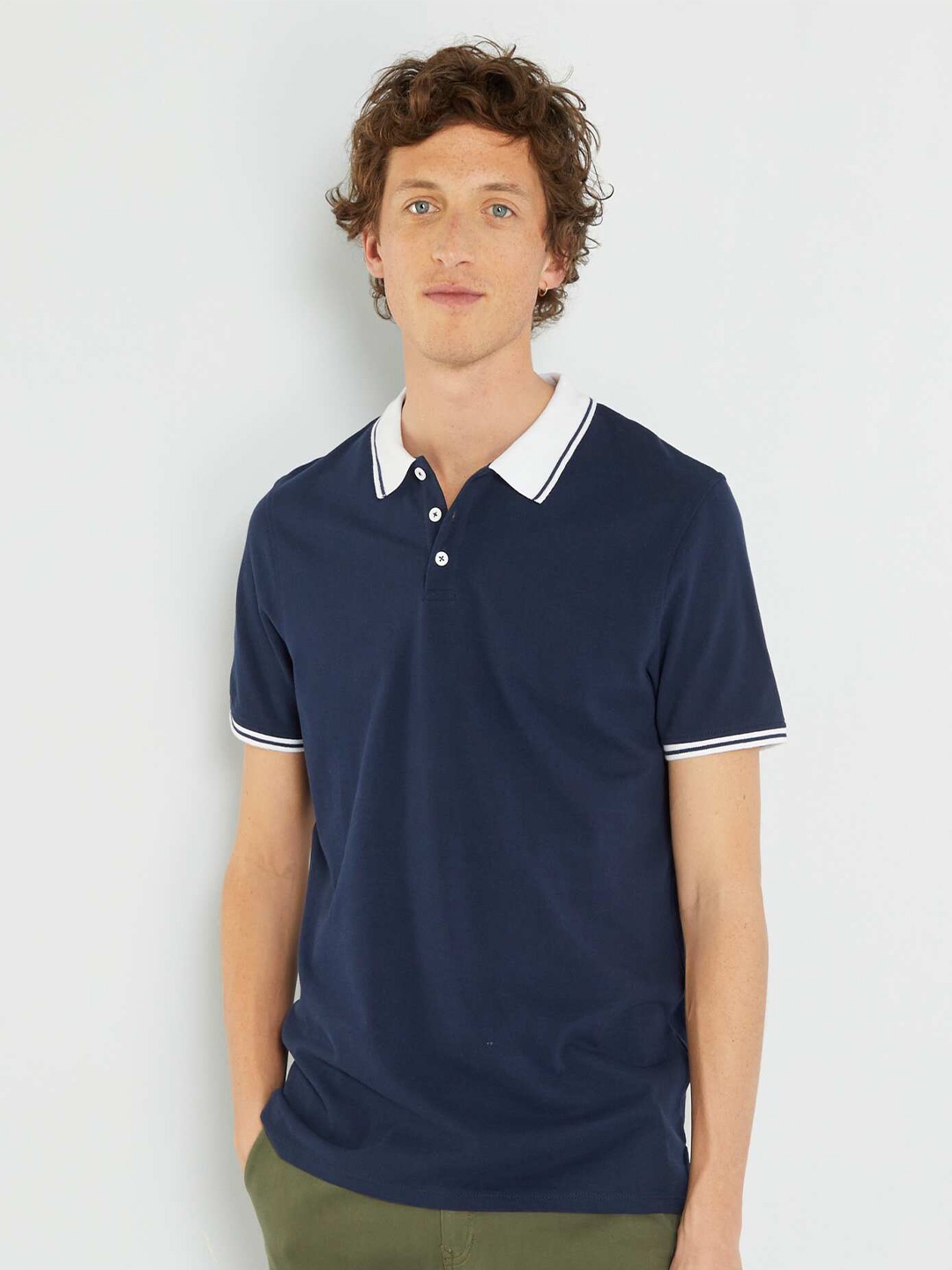 

KIABI Polo Collar Cotton T-shirt, Blue