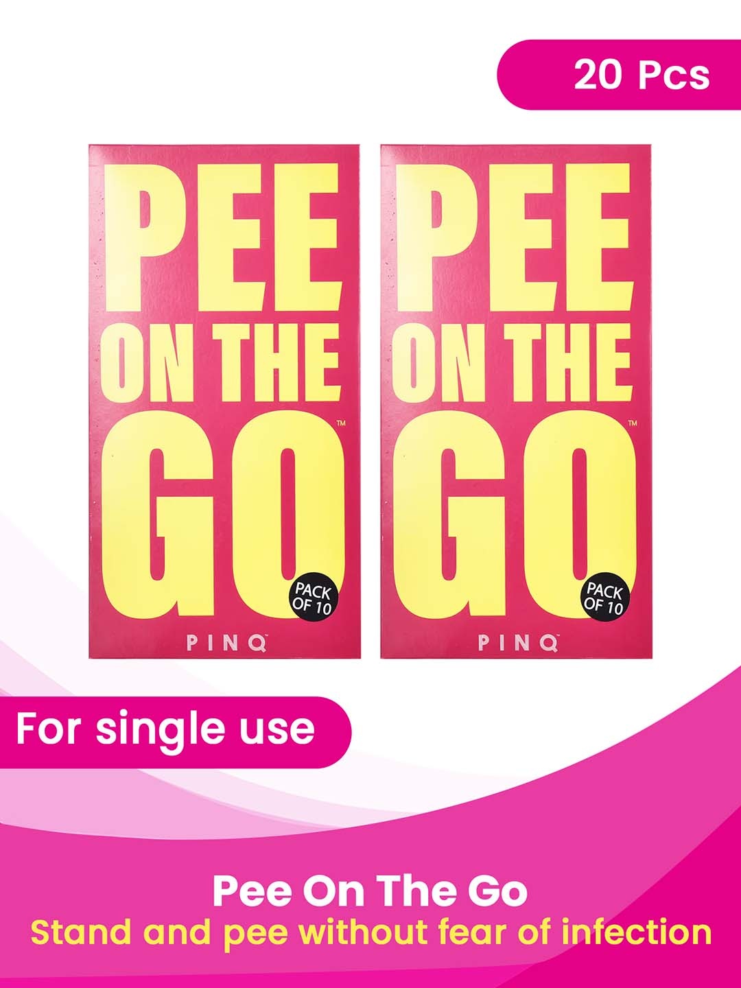 

PINQ Pee-On-The-Go Set Of 2 Bio Degradable Leak Proof Urination Funnel, White