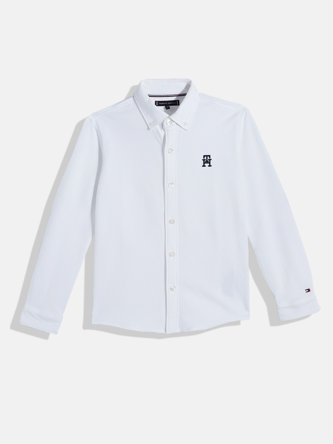 

Tommy Hilfiger Boys Solid Opaque Pique Knitted Casual Shirt, White