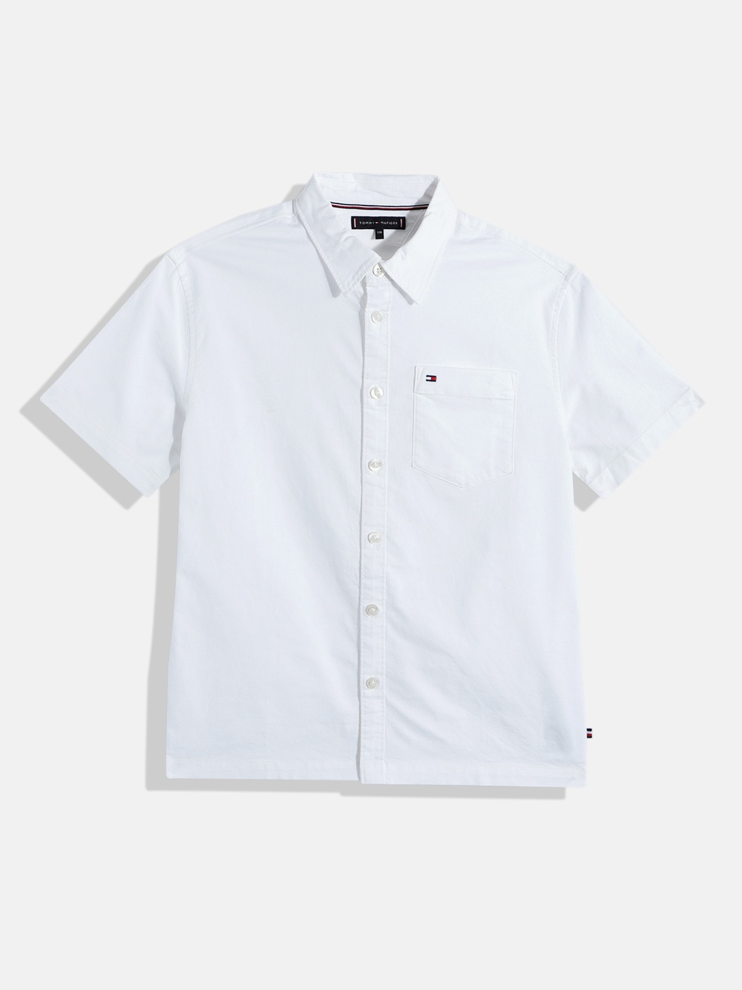 

Tommy Hilfiger Boys Solid Opaque Oxford Weave Casual Shirt, White