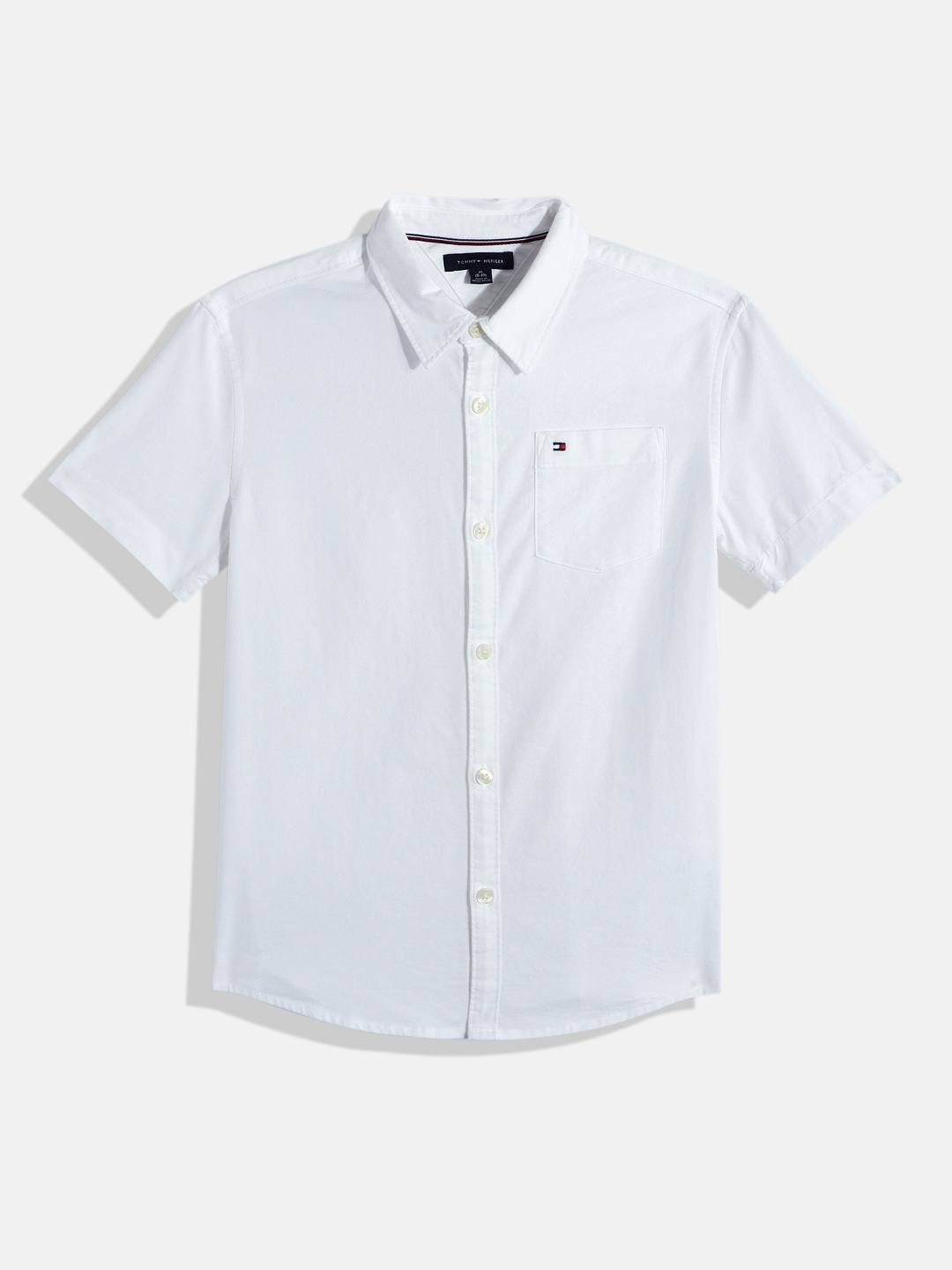 

Tommy Hilfiger Boys Solid Opaque Oxford Weave Casual Shirt, White