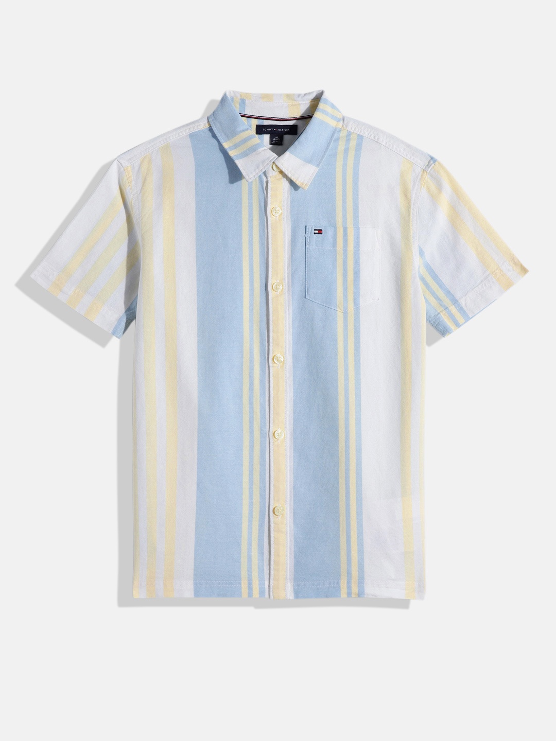

Tommy Hilfiger Boys Multi Stripes Opaque Oxford Weave Casual Shirt, White