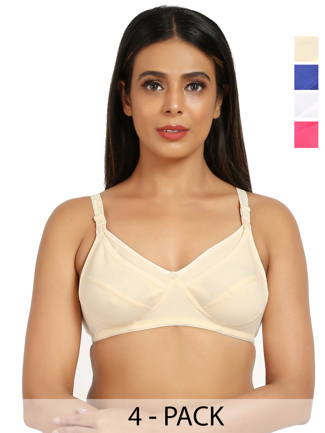

Mine4Nine Pack Of 4 Full Coverage Super Support All Day Comfort Maternity Bras, Blue