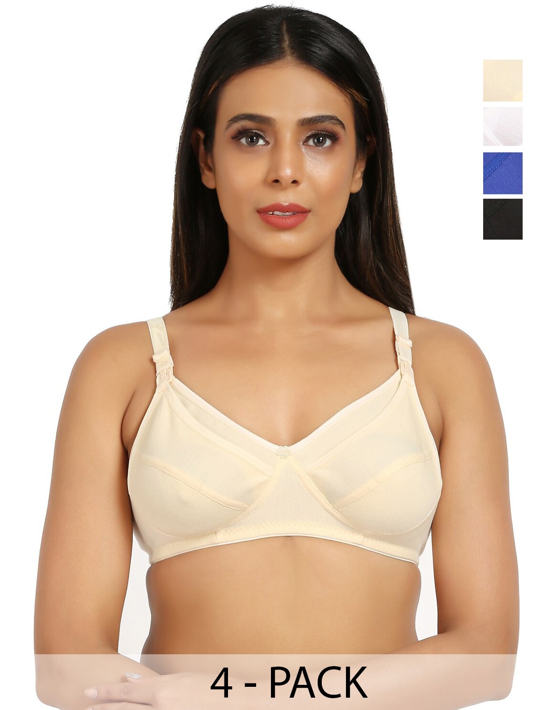 

Mine4Nine Pack Of 4 Full Coverage Super Support All Day Comfort Maternity Bras, Beige