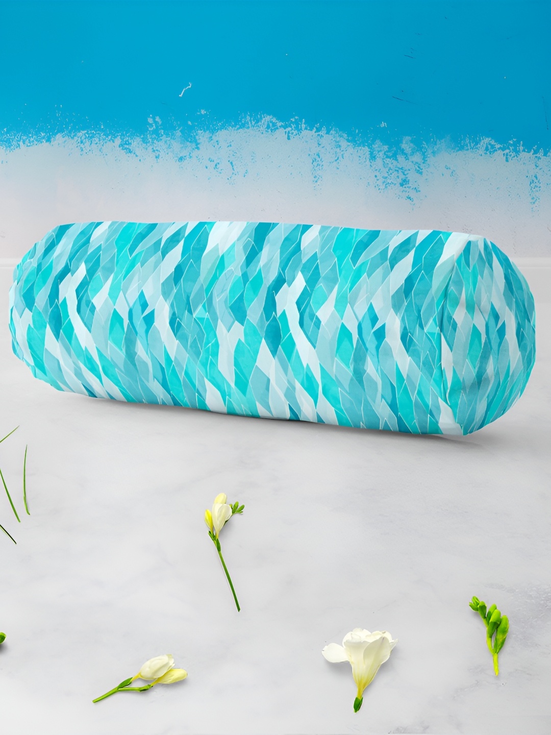 

ArtzFolio Blue & White 2 Pieces Abstract Printed Bolster Covers