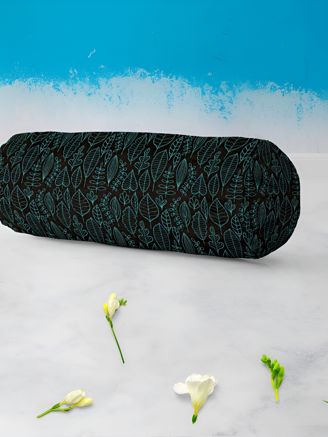 

ArtzFolio 2 Pcs Black & Green Printed Velvet Bolster Covers