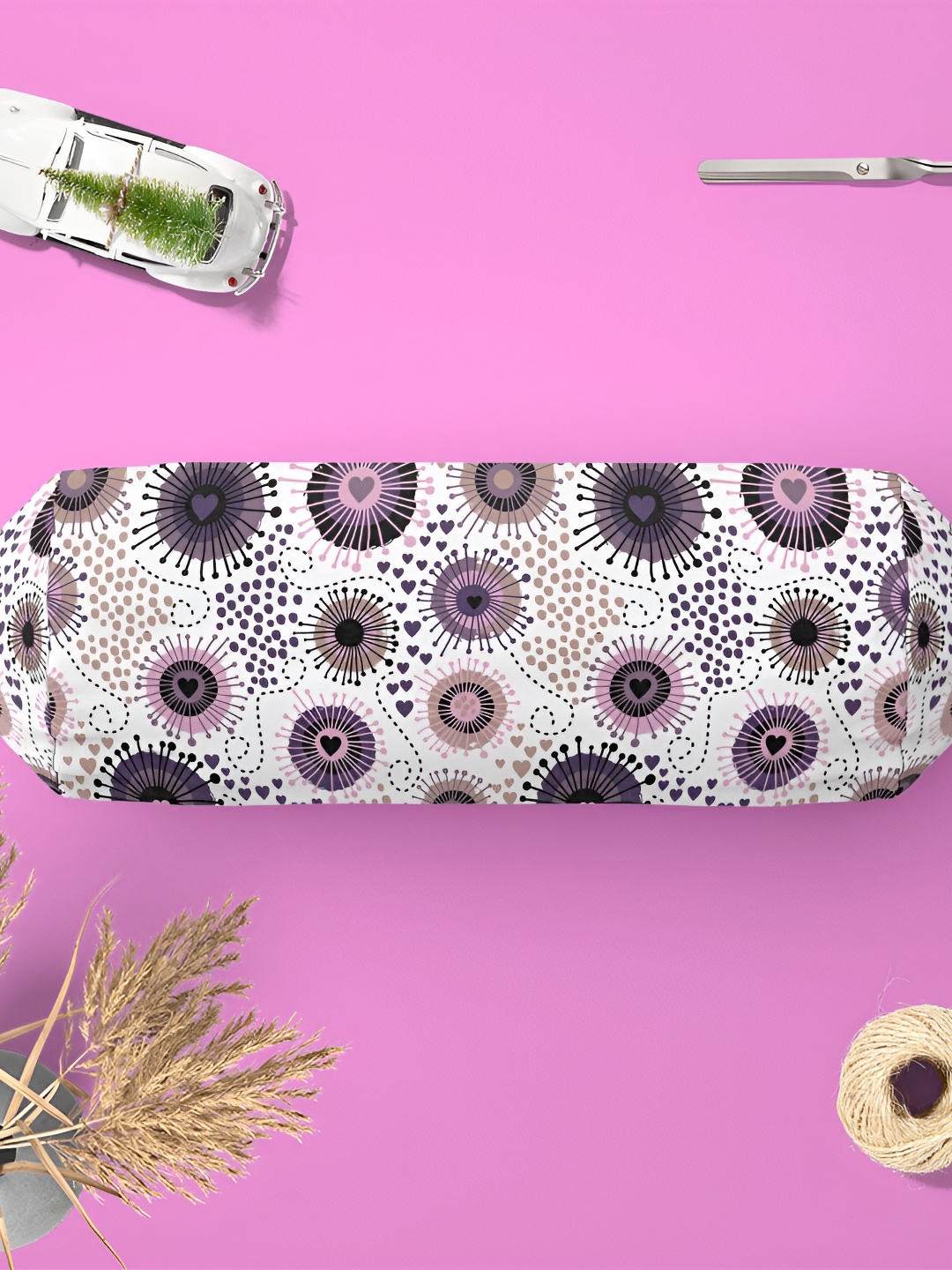 

ArtzFolio White & Pink 2 Pieces Floral Cotton Bolster Covers