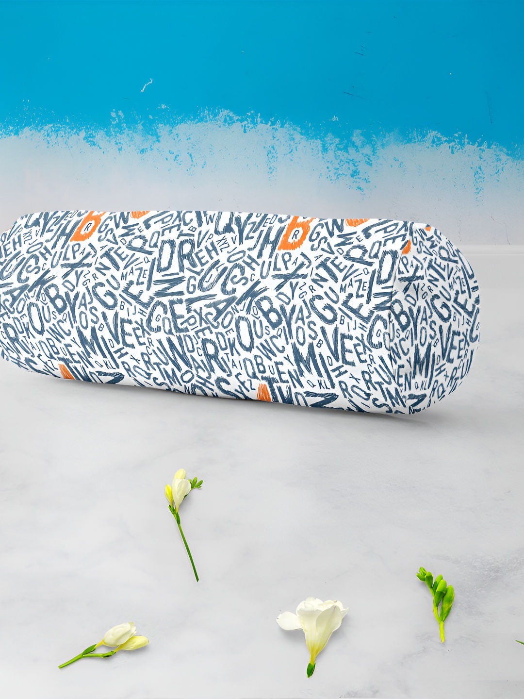 

ArtzFolio White & Blue 2 Pieces Printed Eco Friendly Bolster Covers