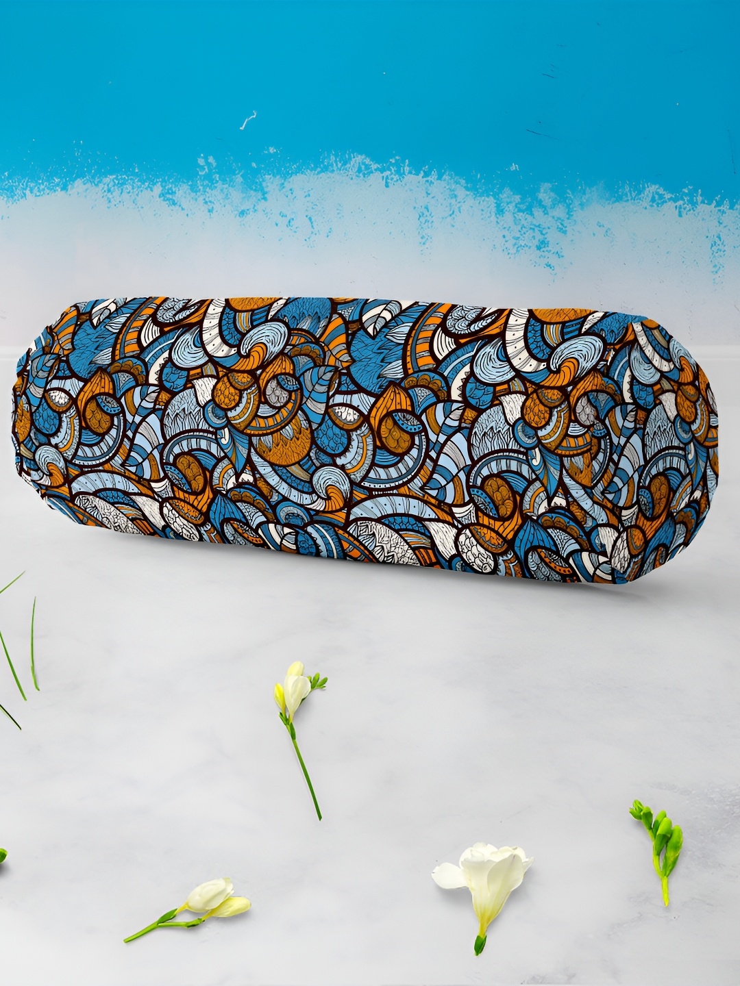 

ArtzFolio Brown & Blue 5 Pieces Printed Bolster Covers