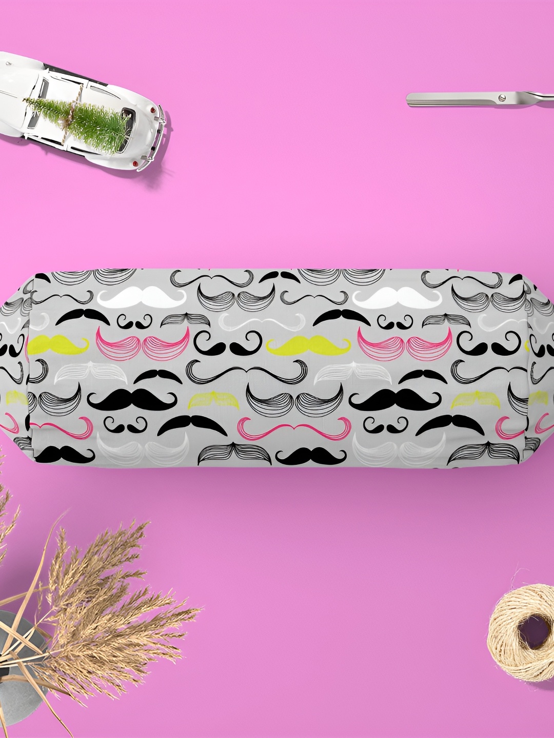 

ArtzFolio Grey & Black 2 Pieces Velvet Quirky-Printed Bolster Covers