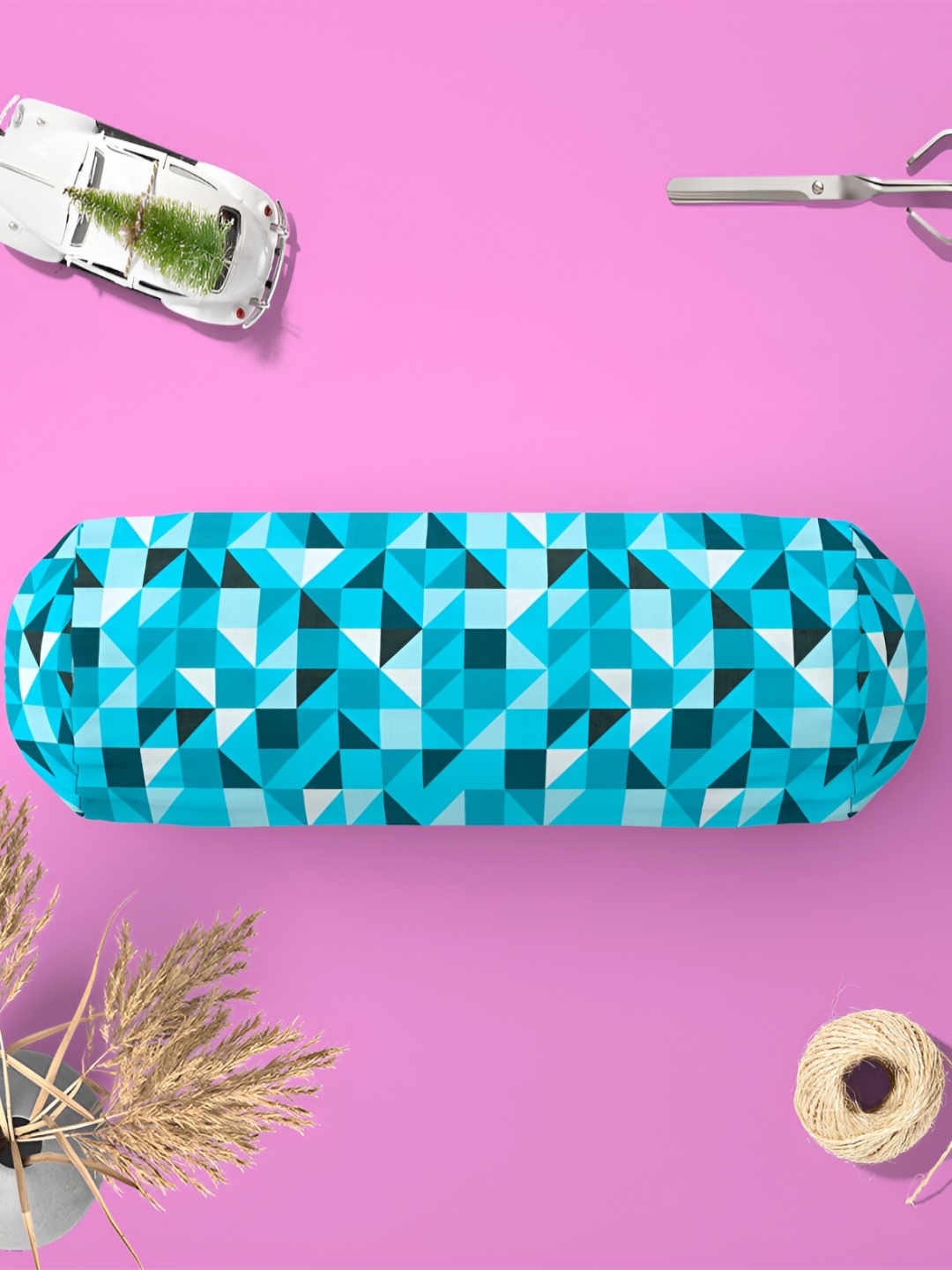 

ArtzFolio 2 Pieces Blue & White Geometric Printed Bolster Covers