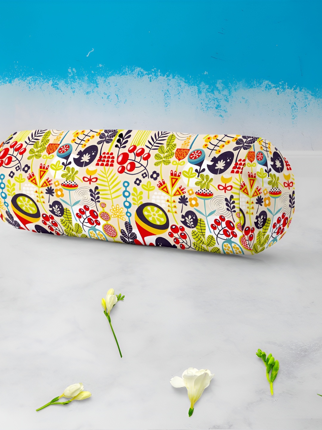 

ArtzFolio 2 Pieces Yellow & Red Floral Printed Bolster Covers