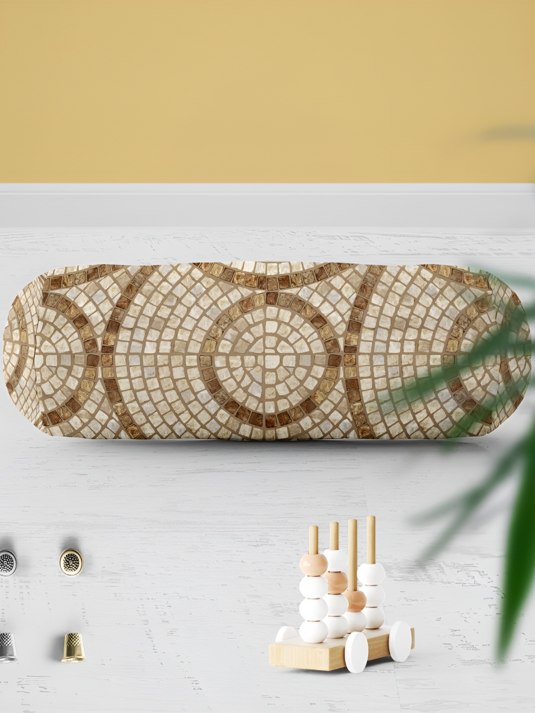 

ArtzFolio Brown & White 2 Pieces Velvet Printed Bolster Covers