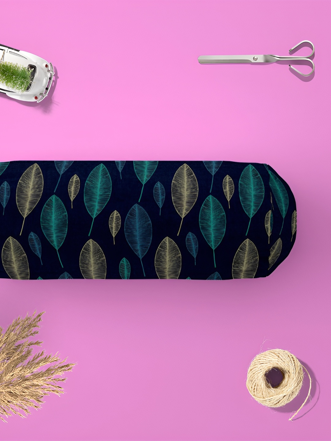

ArtzFolio Navy Blue & Green 2 Pieces Cotton Eco-Friendly Bolster Covers