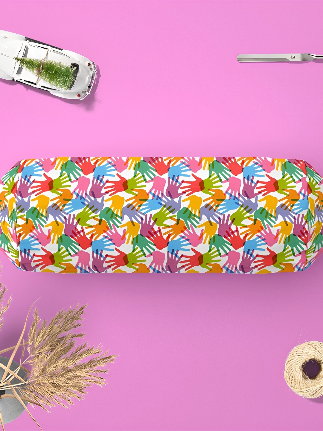 

ArtzFolio White & Green 5 Pieces Printed Bolster Covers