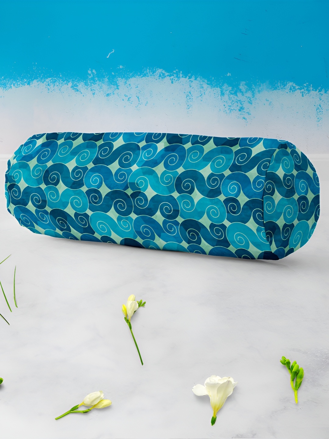 

ArtzFolio Blue & Teal 2 Pieces Self Design Printed Bolster Covers