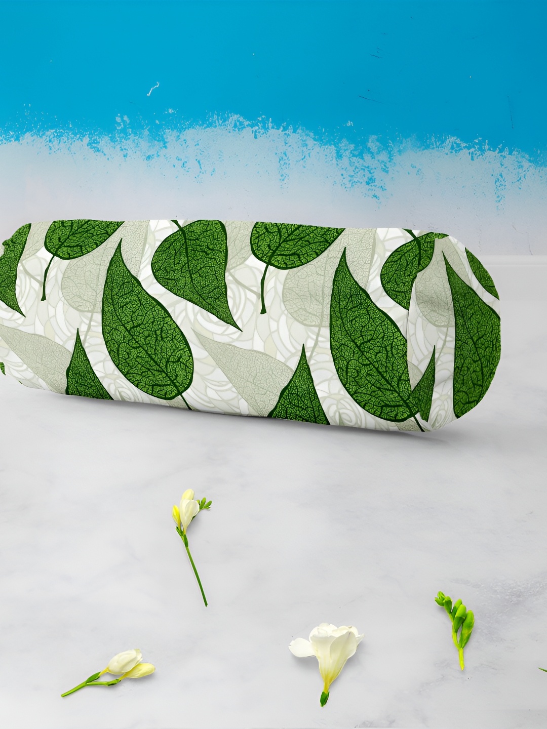 

ArtzFolio Green & White 2 Pieces Printed Bolster Covers