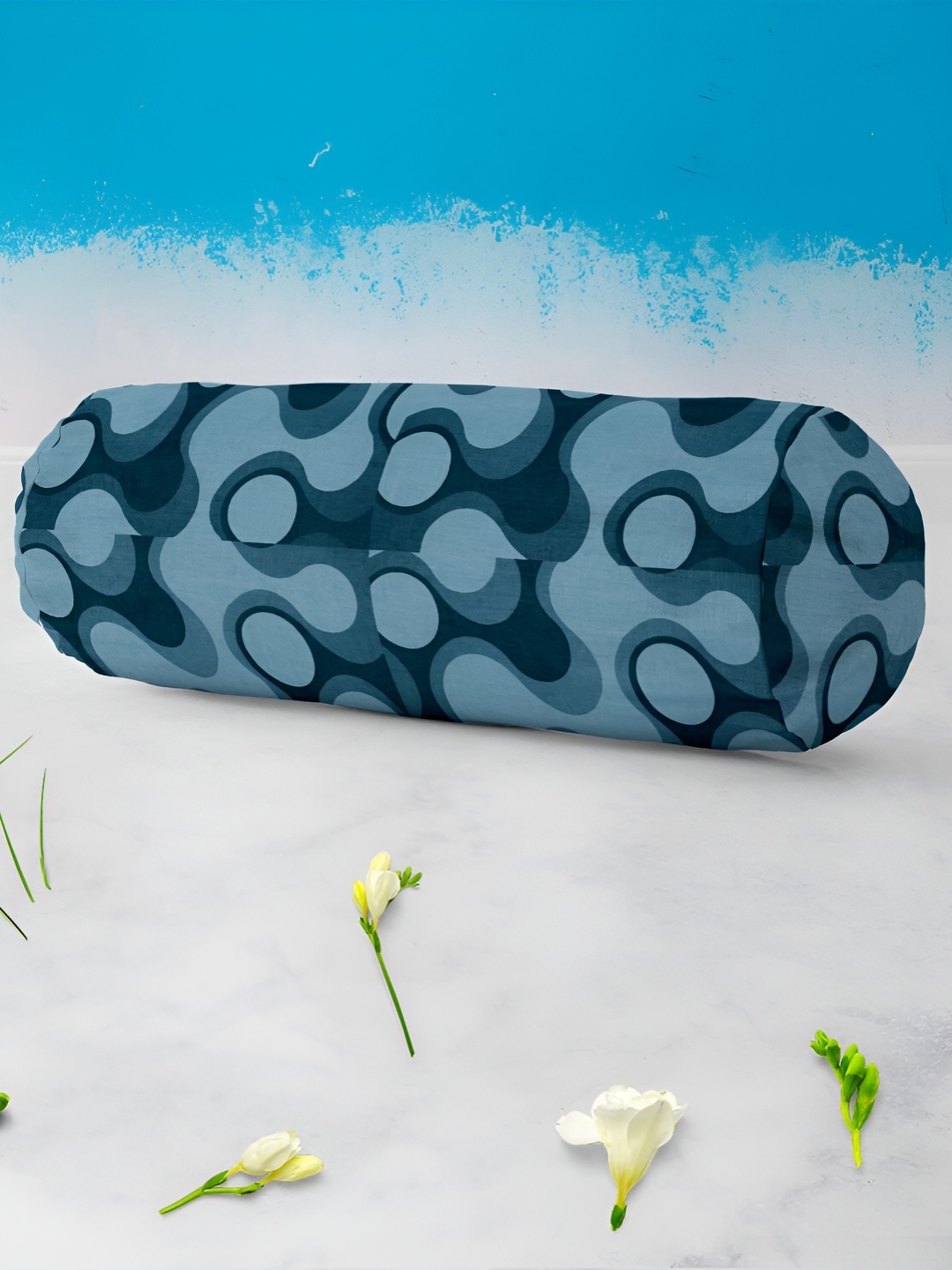 

ArtzFolio Blue 2 Pieces Self Design Velvet Bolster Covers