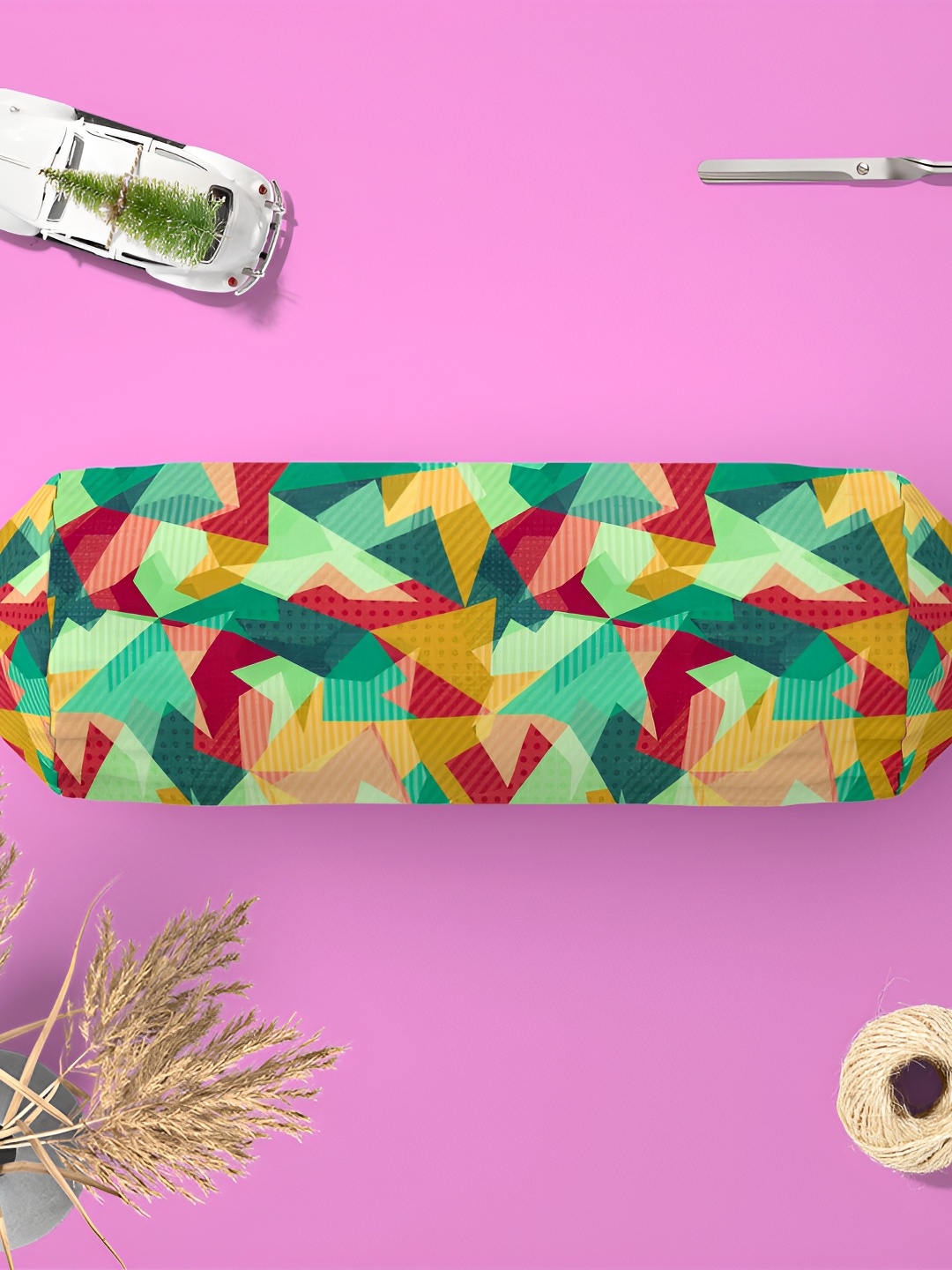 

ArtzFolio 2 Pieces Green & Red AbstractbPrinted Bolster Covers