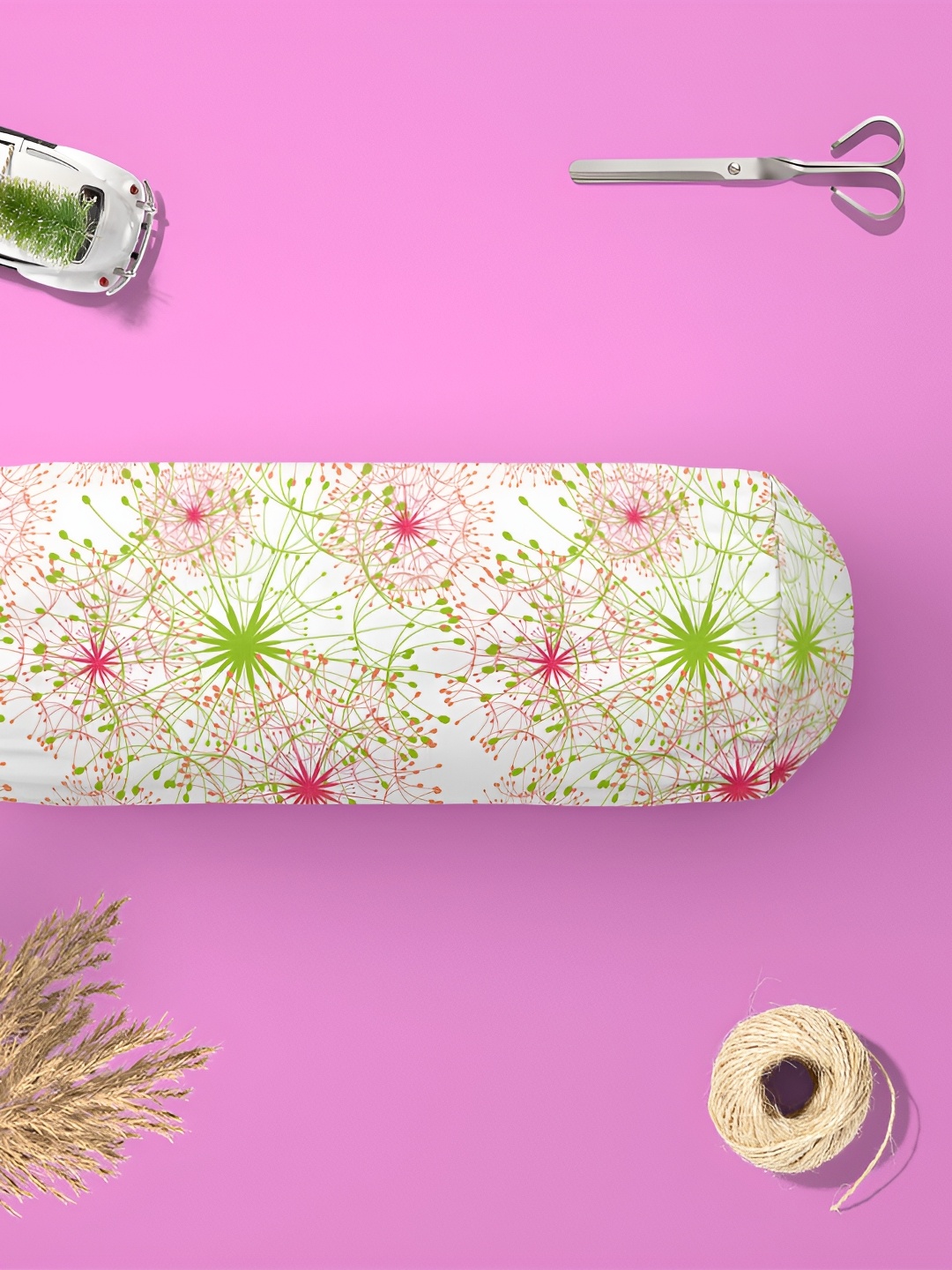 

ArtzFolio White & Green 2 Pieces Printed Velvet Eco-Friendly Bolster Covers