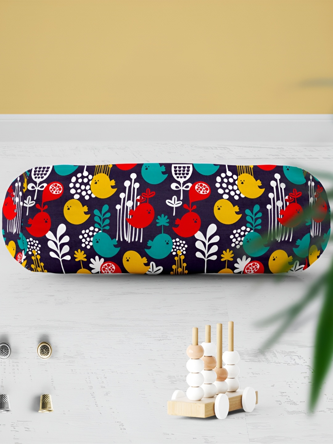 

ArtzFolio 2 Pieces Navy Blue Floral Printed Bolster Covers