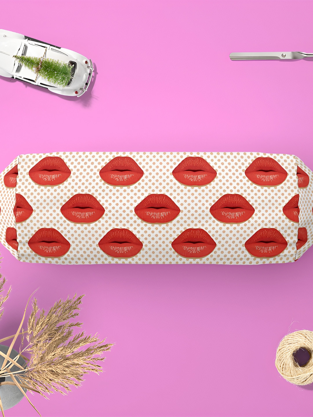 

ArtzFolio Red & White 2 Pieces Printed Eco Friendly Bolster Covers
