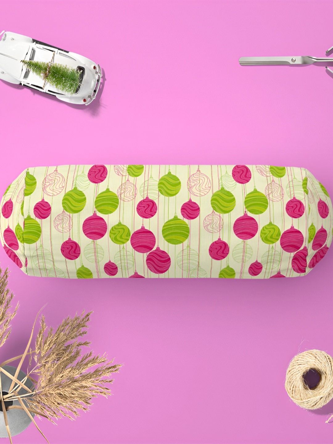 

ArtzFolio Cream & Pink 2 Pieces Printed Bolster Covers