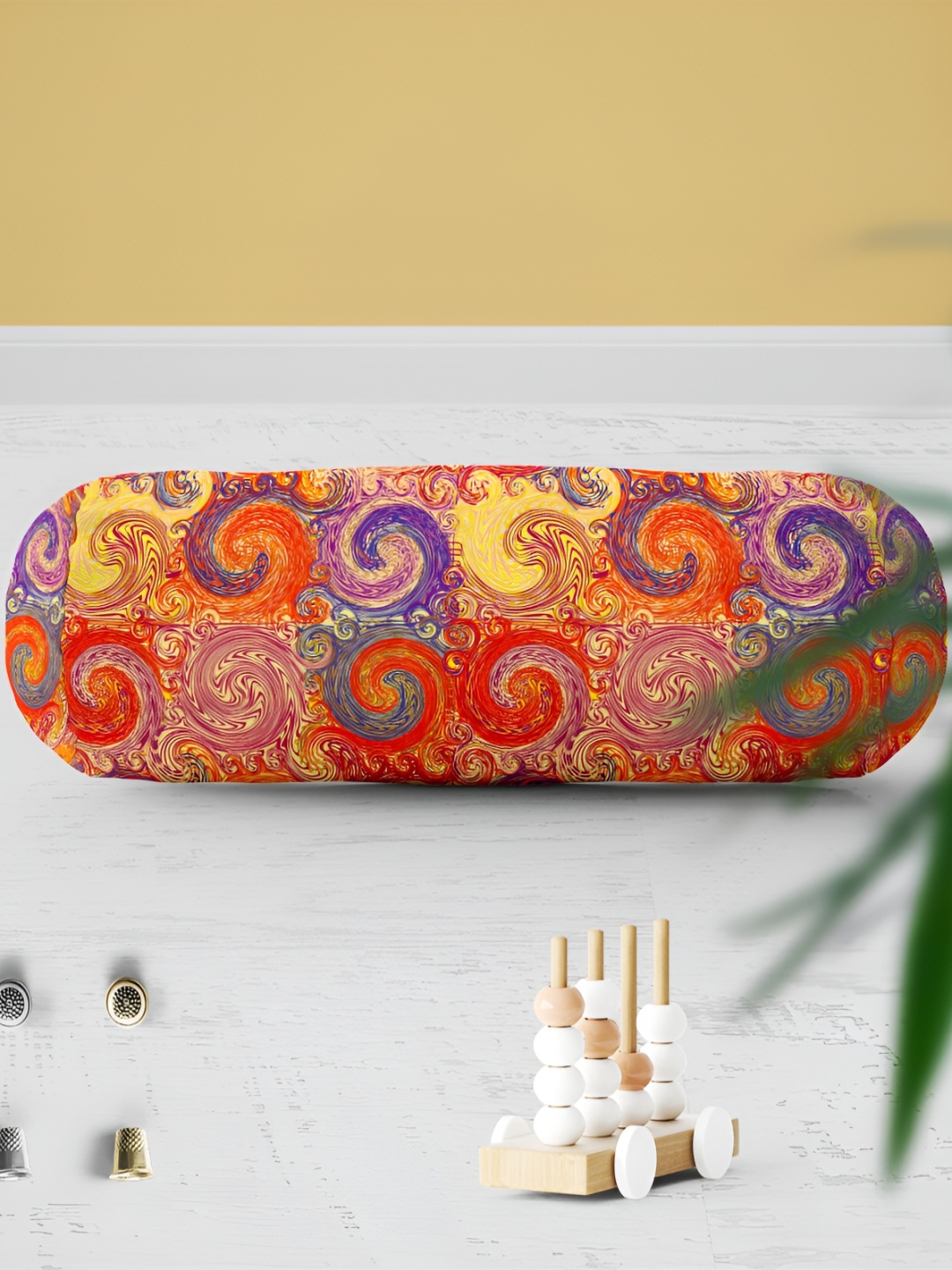 

ArtzFolio Orange & Purple 2 Pieces Printed Velvet Bolster Covers