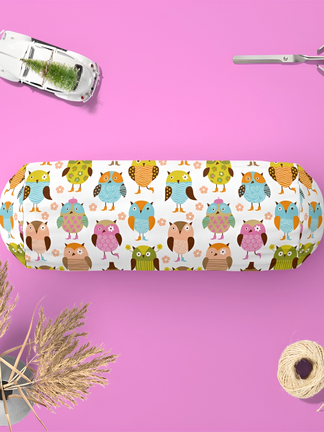 

ArtzFolio White & Green 5 Pieces Printed Bolster Covers
