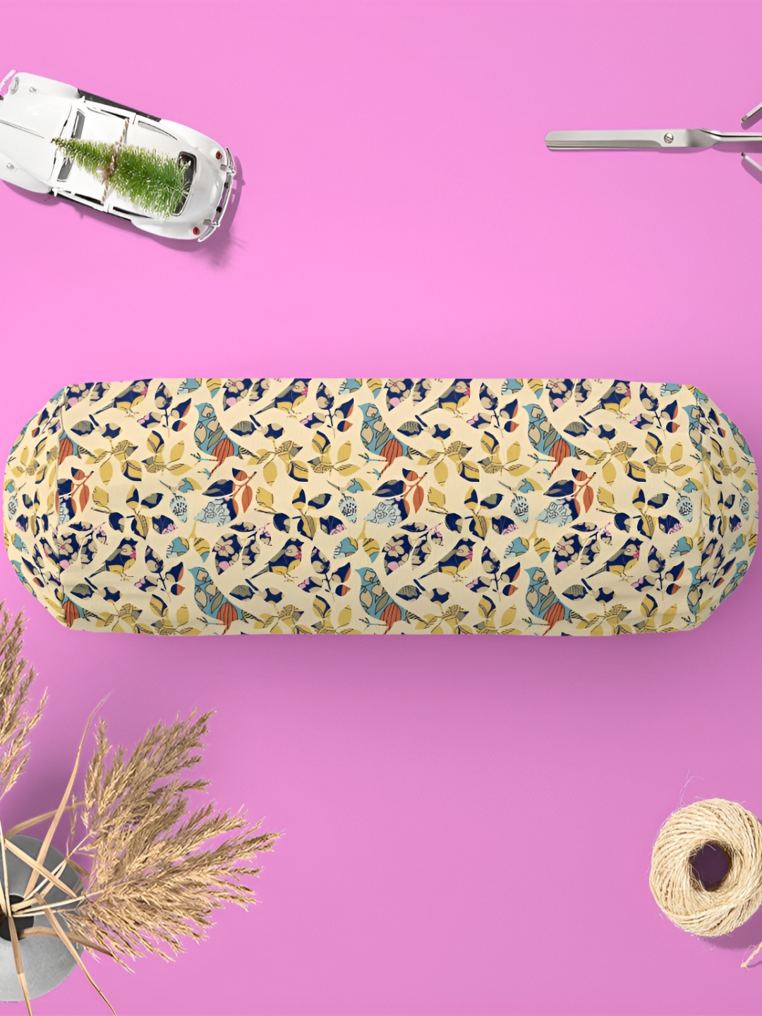 

ArtzFolio 2 Pcs Cream-Coloured Printed Cotton Canvas Bolster Covers