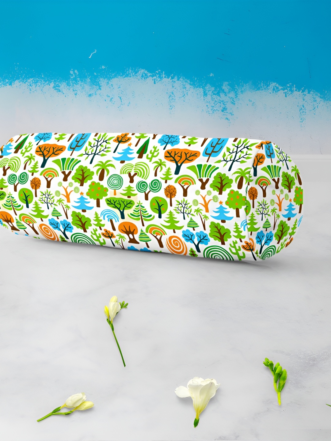 

ArtzFolio White & Green 2 Pieces Floral Printed Bolster Covers