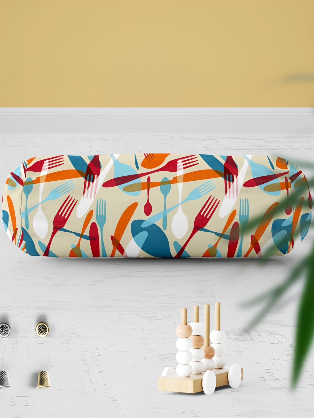 

ArtzFolio Cream & Red 2 Pieces Printed Bolster Covers