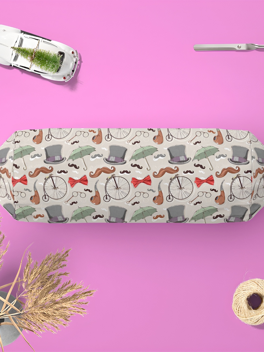 

ArtzFolio Grey & Green 2 Pieces Self Design Velvet Bolster Covers