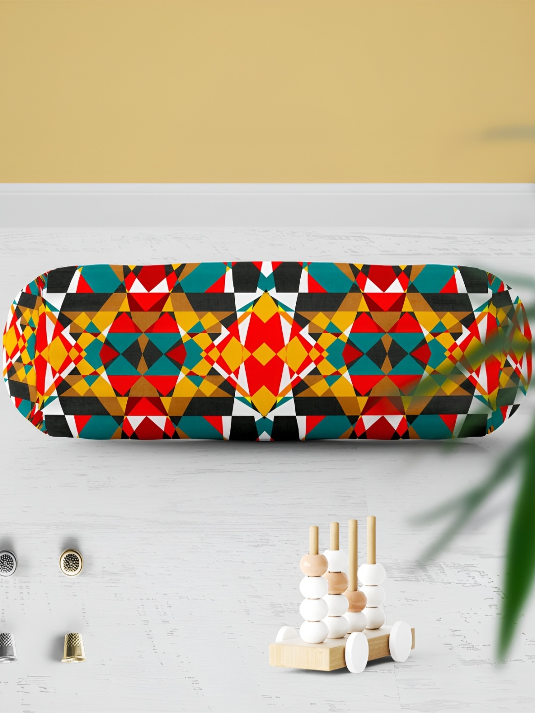 

ArtzFolio Yellow & Blue 2 Pieces Printed Bolster Covers