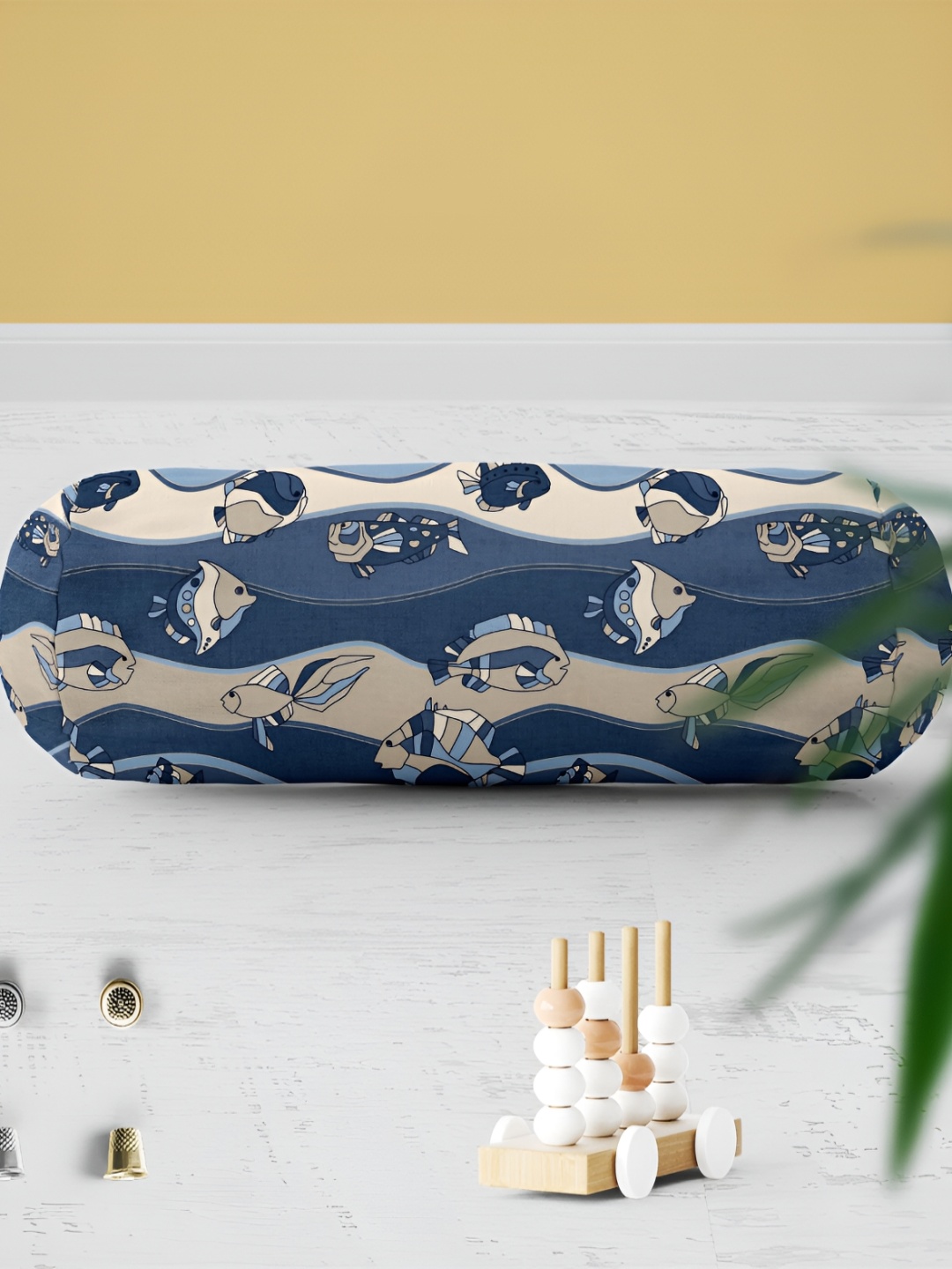 

ArtzFolio Navy Blue & Beige 2 Pieces Printed Bolster Covers