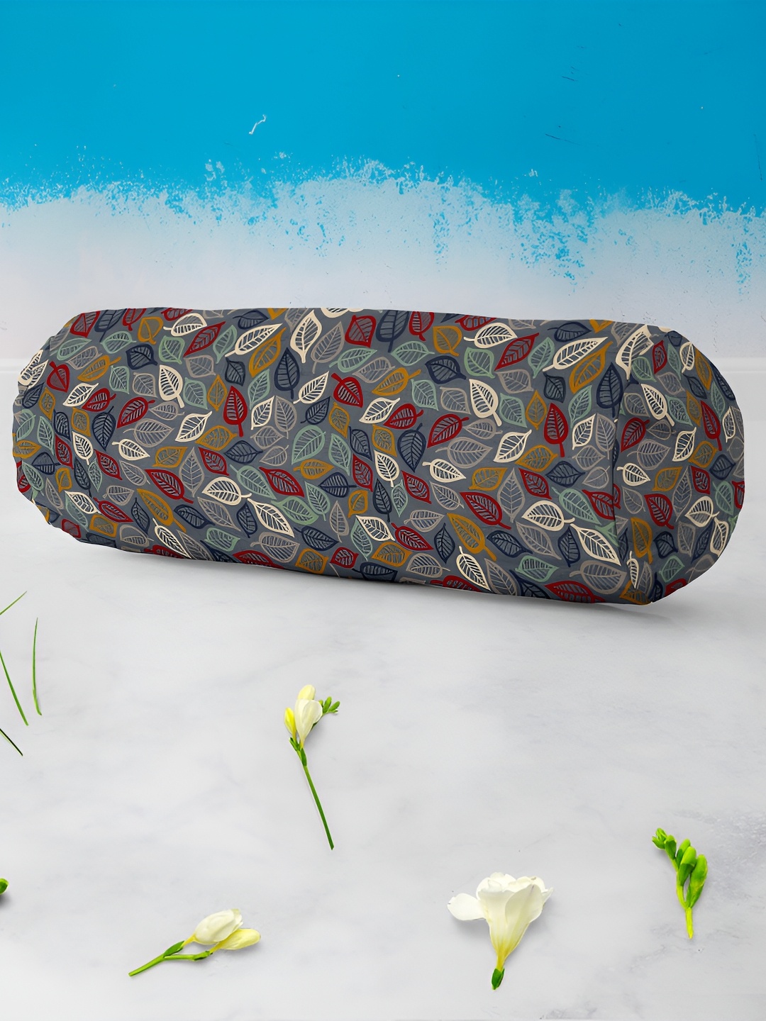 

ArtzFolio Grey & Maroon 2 Pieces Printed Eco-Friendly Bolster Covers