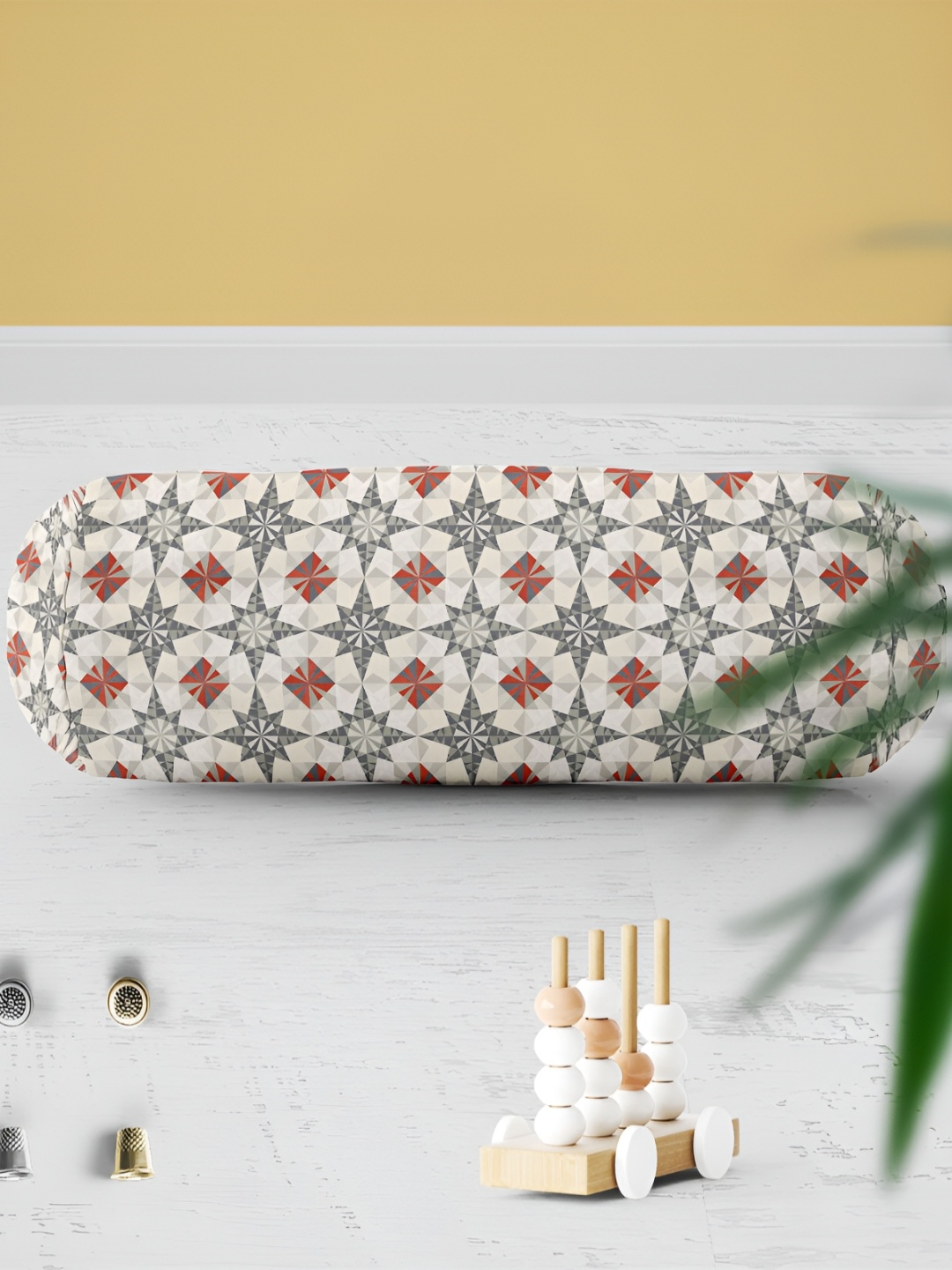 

ArtzFolio Taupe & Grey 2 Pieces Velvet Bolster Covers, White