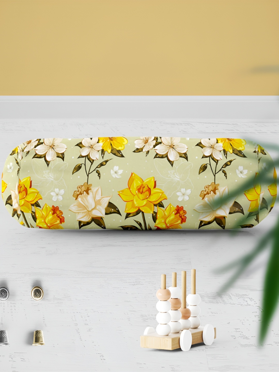 

ArtzFolio Yellow & Green 2 Pieces Floral Velvet Bolster Covers