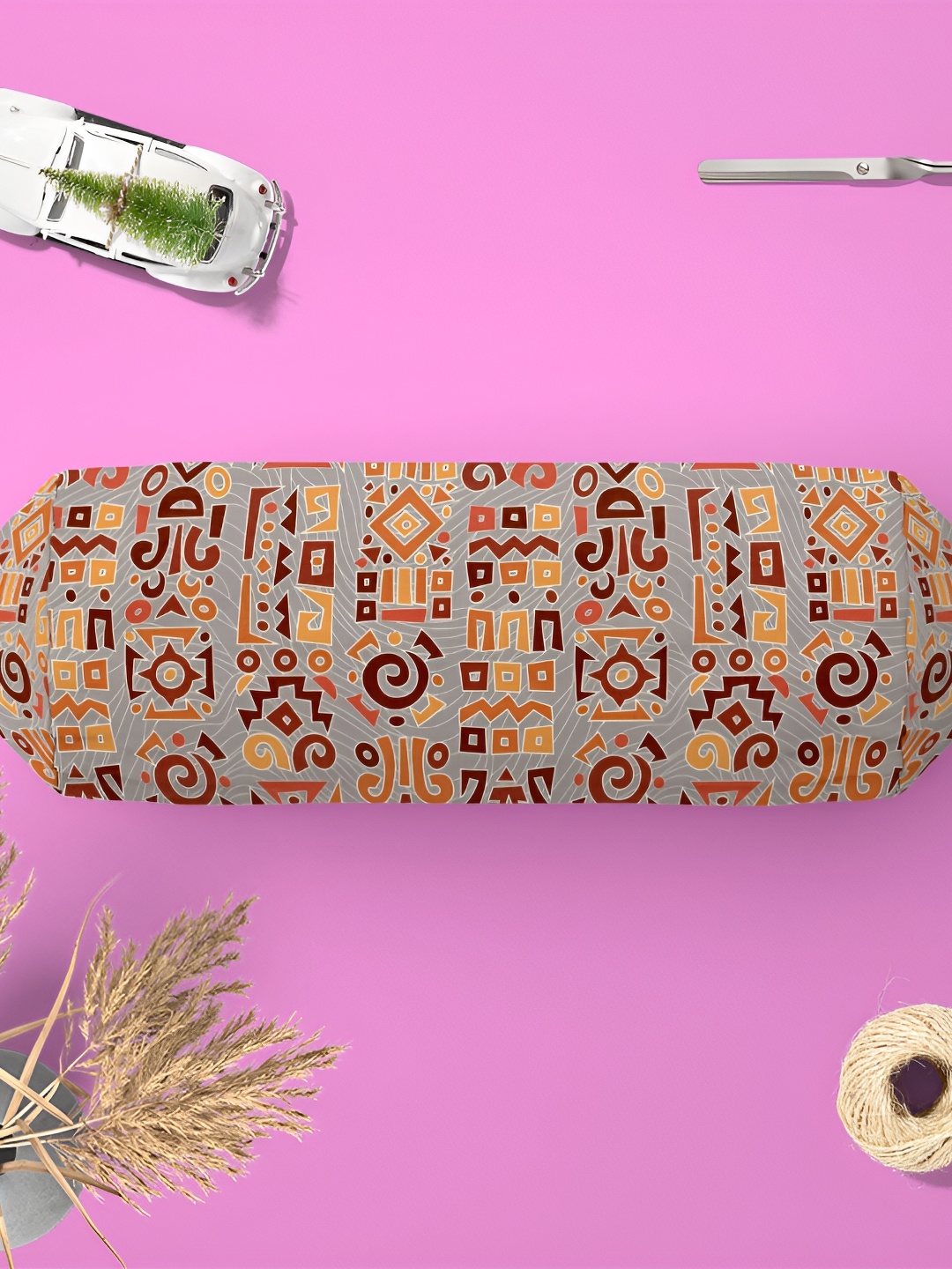 

ArtzFolio Grey & Brown 2 Pieces Printed Bolster Covers