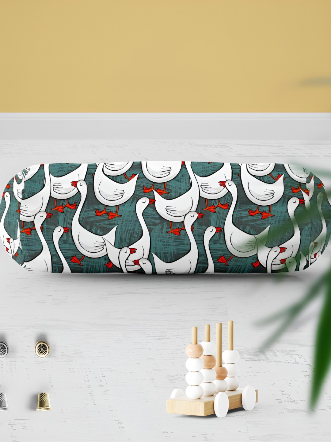 

ArtzFolio Grey & White 2 Pieces Printed Velvet Bolster Covers
