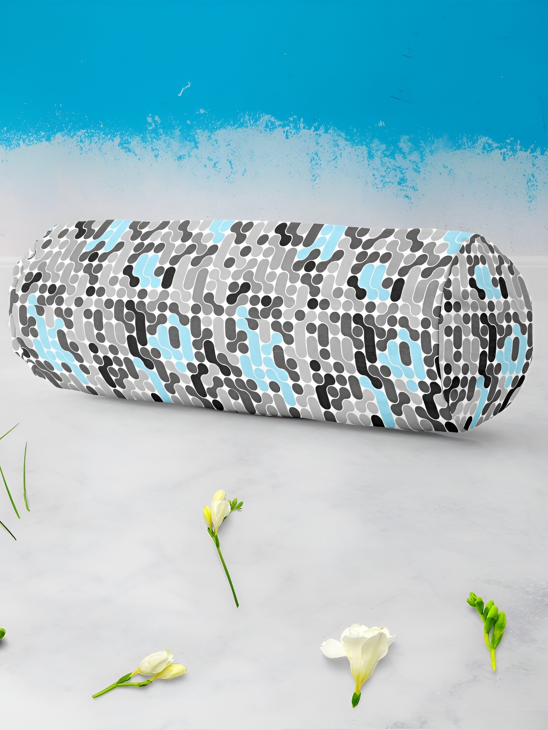 

ArtzFolio Grey & White 2 Pieces Printed Eco-Friendly Bolster Covers