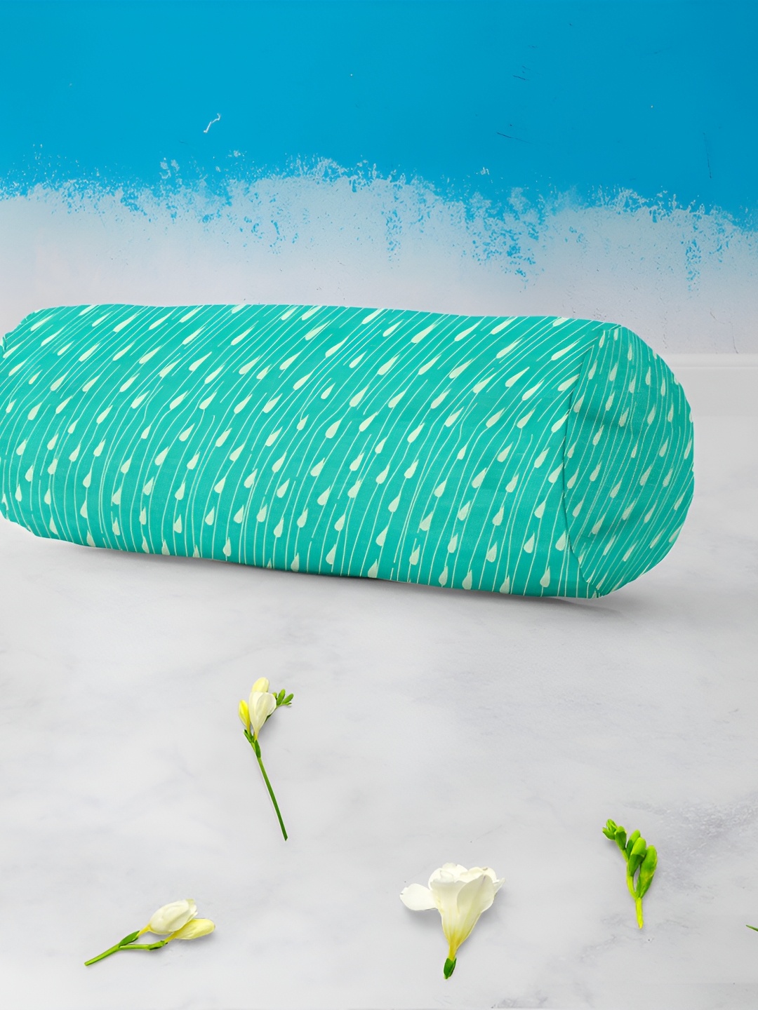 

ArtzFolio Green & White 2 Pcs Printed Bolster Covers