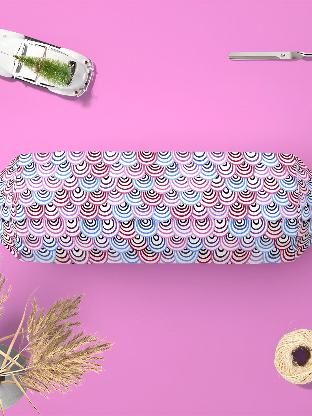 

ArtzFolio White & Pink 2-Pcs Printed Bolster Covers
