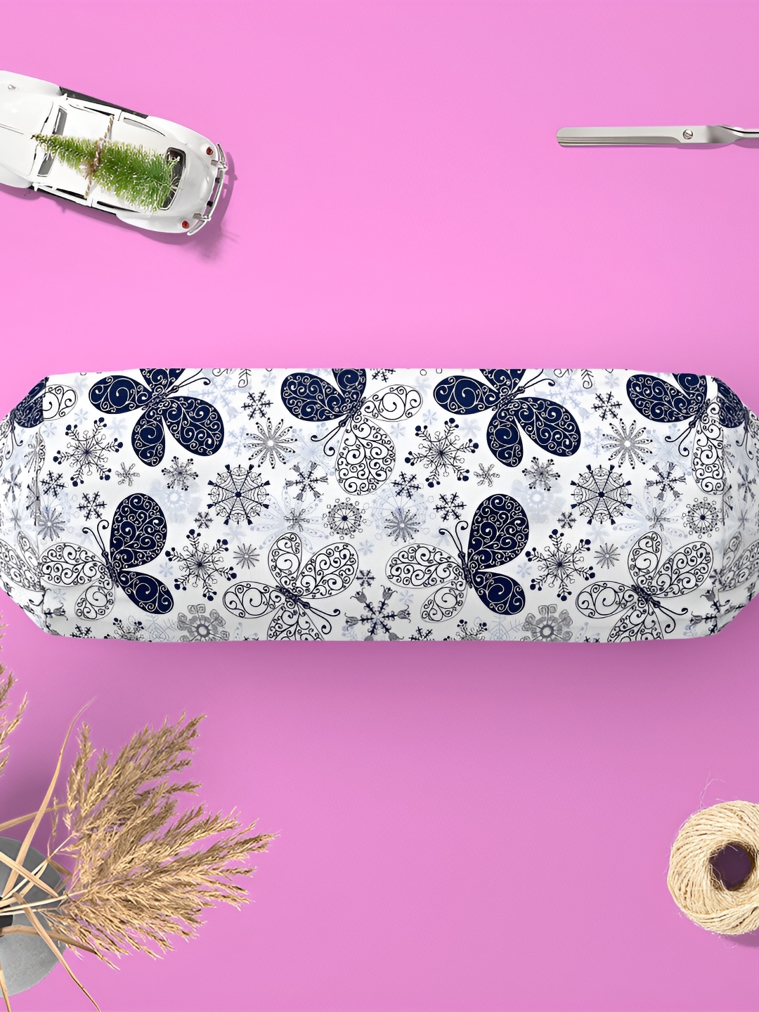 

ArtzFolio White & Blue 2 Pieces Printed Eco Friendly Bolster Covers