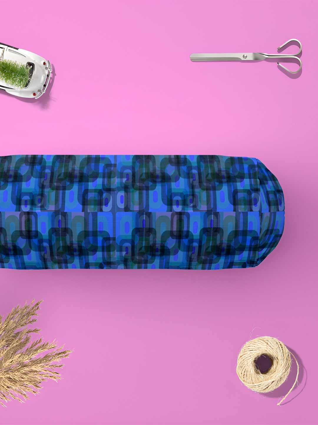 

ArtzFolio 2-Pcs Blue & Black Printed Eco-Friendly Bolster Covers