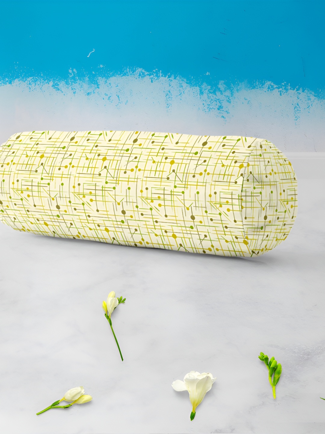 

ArtzFolio Off White & Green 2 Pieces Abstract Printed Bolster Covers