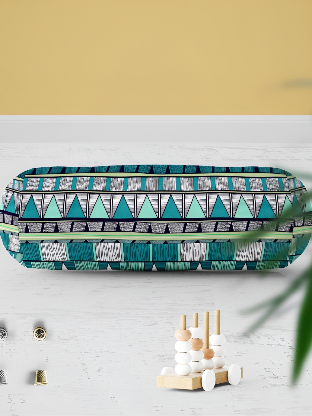 

ArtzFolio 2-Pcs Green & White Printed Eco-Friendly Bolster Covers