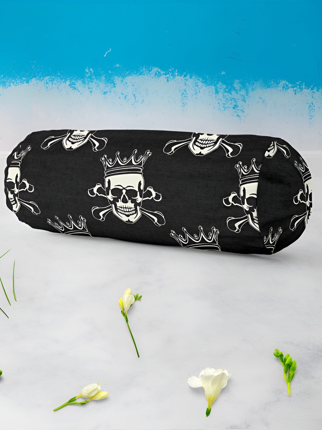 

ArtzFolio Black & White 2 Pieces Printed Velvet Bolster Covers